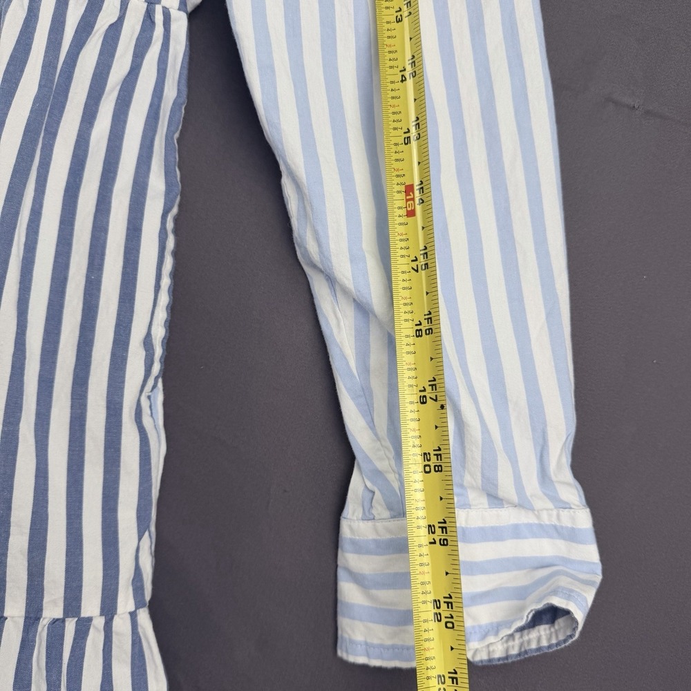 Crown & Ivy Shirt Dress Blue White Striped Button Collared Long Sleeve Cotton M - Picture 8 of 12